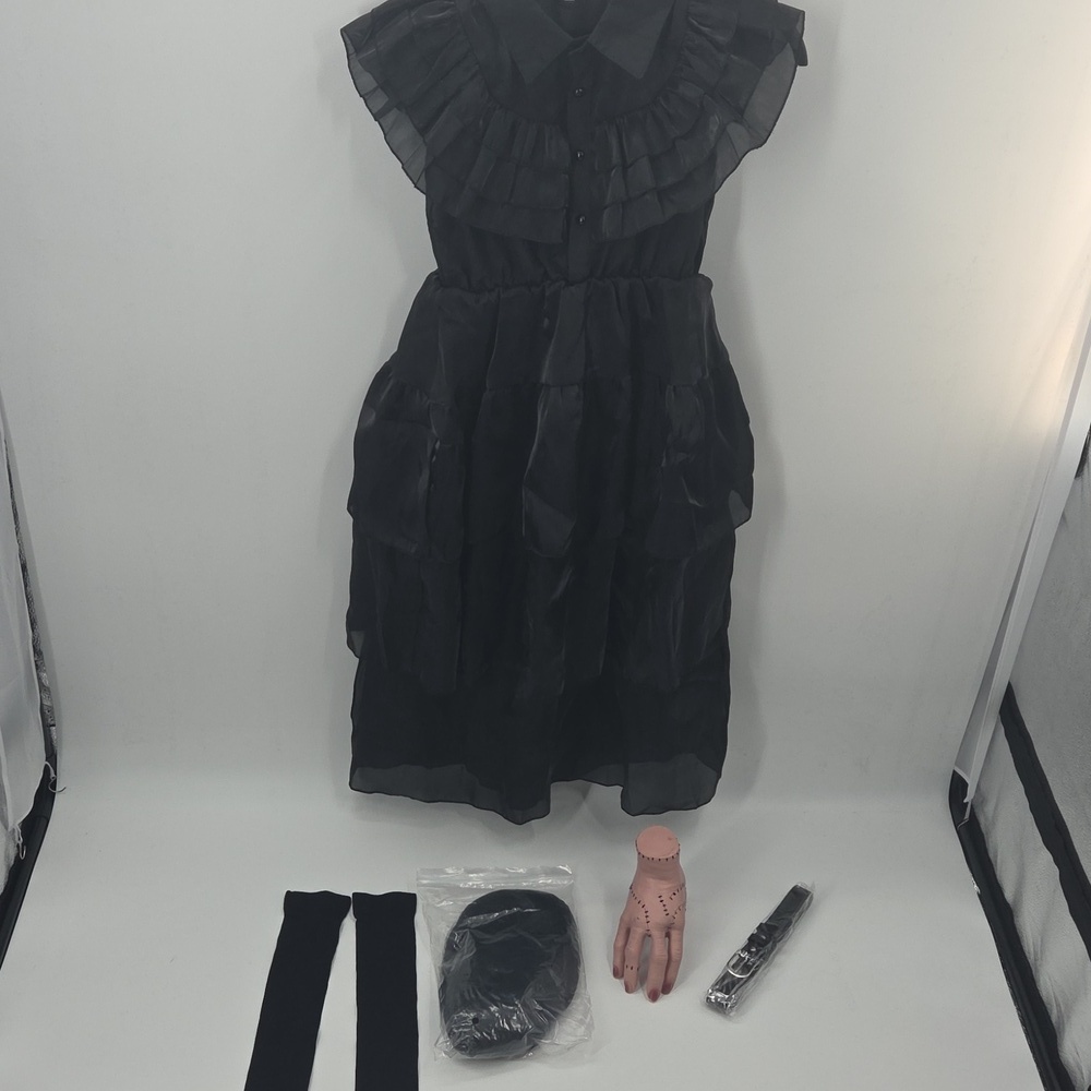 Black Tiered Dress Costume Wednesday Adams - Picture 13 of 16